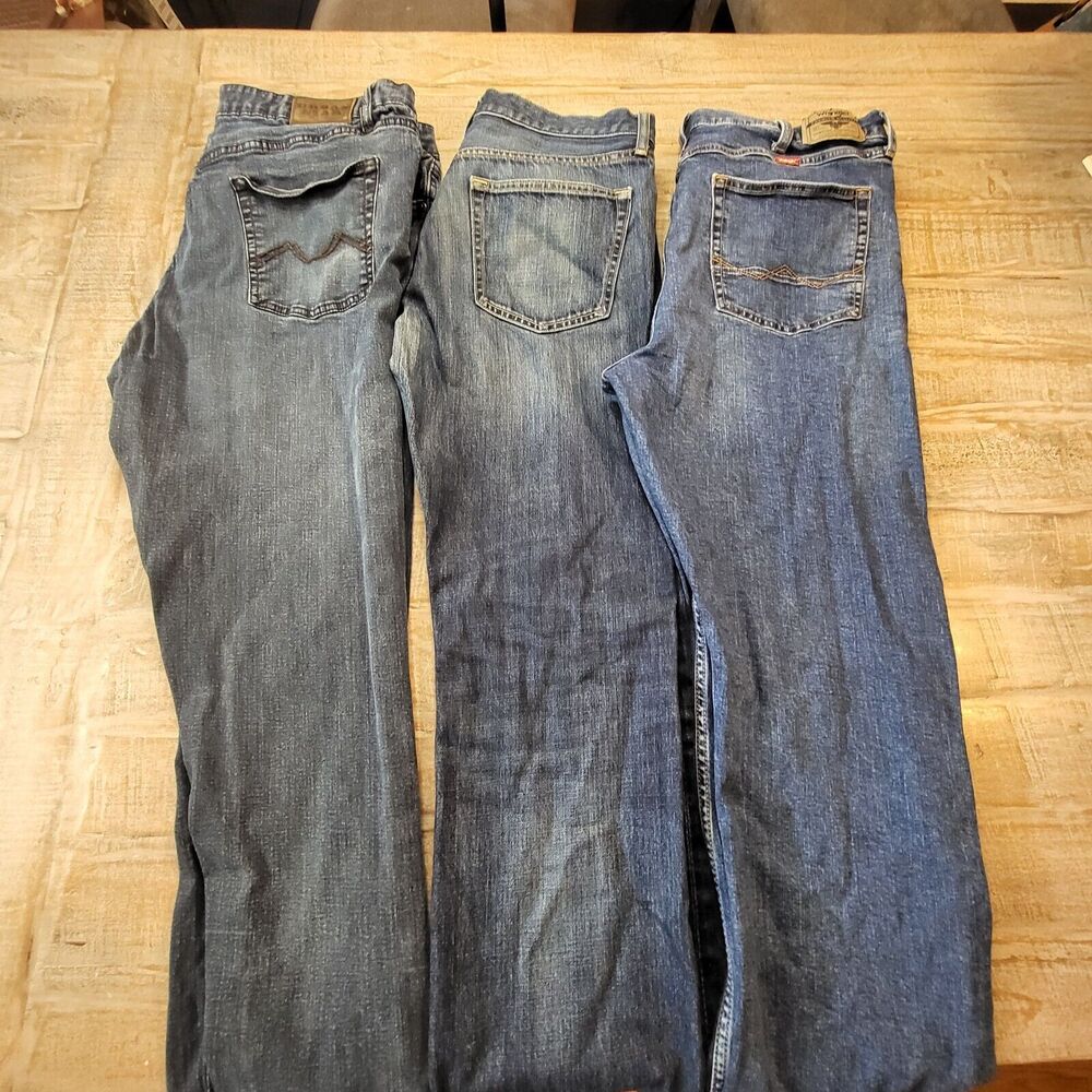 Lot of 3‎ Denim Jeans For Fabric Crafting Damaged Cutters Jeans